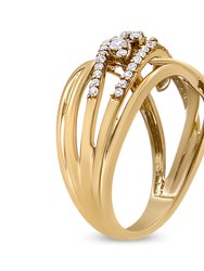 10K Yellow Gold 1/2 Cttw Round-Cut Multi Row Diamond Split Shank Cocktail Ring - H-I Color, SI2-I1 Clarity - Size 7