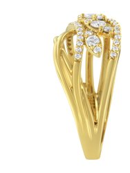 10K Yellow Gold 1/2 Cttw Round-Cut Multi Row Diamond Split Shank Cocktail Ring - H-I Color, SI2-I1 Clarity - Size 8