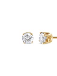 10K Yellow Gold 1/3 Cttw Round Brilliant-Cut Near Colorless Diamond Classic 4-Prong Stud Earrings