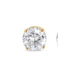 10K Yellow Gold 1/3 Cttw Round Brilliant-Cut Near Colorless Diamond Classic 4-Prong Stud Earrings