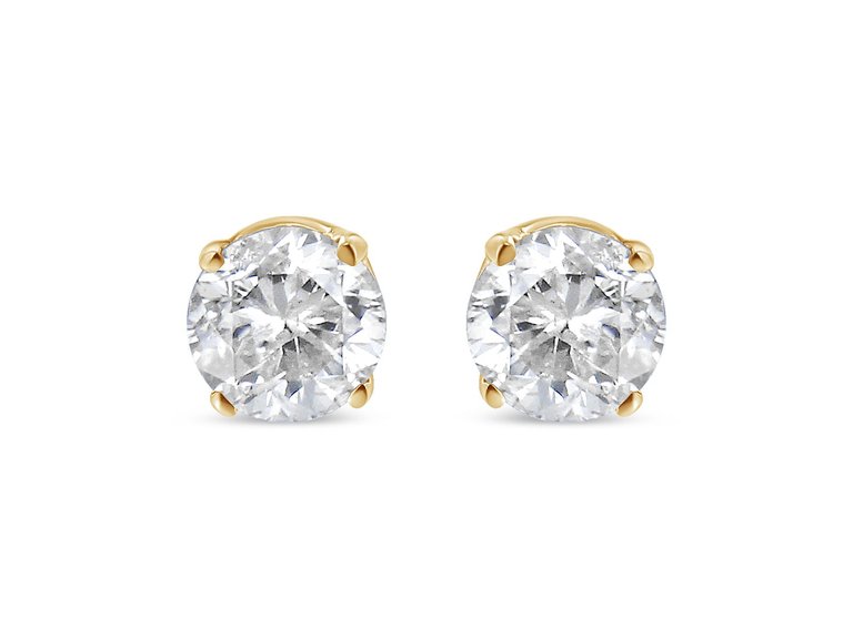 10K Yellow Gold 1/3 Cttw Round Brilliant-Cut Near Colorless Diamond Classic 4-Prong Stud Earrings