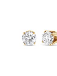 10K Yellow Gold 1/3 Cttw Round Brilliant-Cut Near Colorless Diamond Classic 4-Prong Stud Earrings - Yellow