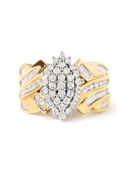 10K Yellow Gold 1 Cttw Diamond Pear Shaped Cluster Cluster Cocktail Ring - Ring Size 7 - Gold