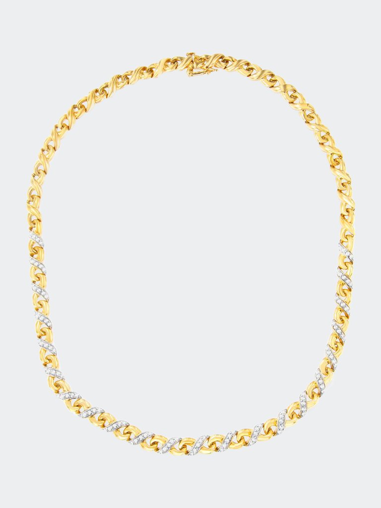 10K Yellow Gold 1 cttw Diamond Riviera Statement Pendant Necklace - Yellow
