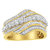 10K Yellow Gold 1.0 Cttw Baguette And Round Diamond Multi-Row Wave Bypass Ring - I-J Color, I1-I2 Clarity - Ring Size 6