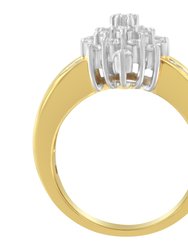 10K Yellow Gold 1.0 Cttw Marquise Composite Diamond Cluster Cocktail Ring - H-I Color, SI2-I1 Clarity - Size 6