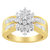 10K Yellow Gold 1.0 Cttw Marquise Composite Diamond Cluster Cocktail Ring - H-I Color, SI2-I1 Clarity - Size 8