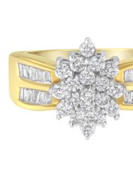 10K Yellow Gold 1.0 Cttw Marquise Composite Diamond Cluster Cocktail Ring - H-I Color, SI2-I1 Clarity - Size 8 - Yellow Gold