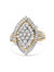 10K Yellow Gold 1.0 Cttw Round And Baguette-Cut Diamond Cluster Ring - Size 7 - Gold
