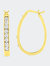 10K Yellow Gold 1.0 Cttw Round and Baguette-Cut Diamond Hoop Earrings