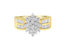 10k Yellow Gold 1.0 Cttw Round & Baguette Cut Diamond Floral Cluster Double-Channel Flared Band Statement Ring - 10k Yellow Gold