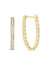 10K Yellow Gold 1.00 Cttw Round And Baguette-Cut Diamond U-Hoop Earrings