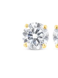 10K Yellow Gold 1.00 Cttw Round Brilliant-Cut Diamond Classic 4-Prong Stud Earrings with Screw Backs - Yellow