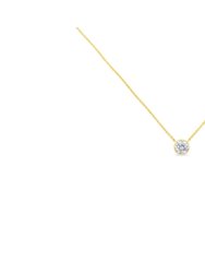 10K Yellow Gold 3/10 Carat Round Brilliant-Cut Diamond Modern Bezel-Set Solitaire 16"-18" Pendant Necklace