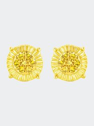 10K Yellow Gold 3/4 Cttw Invisible Set Princess-Cut Diamond Composite Square Stud Earrings - Yellow