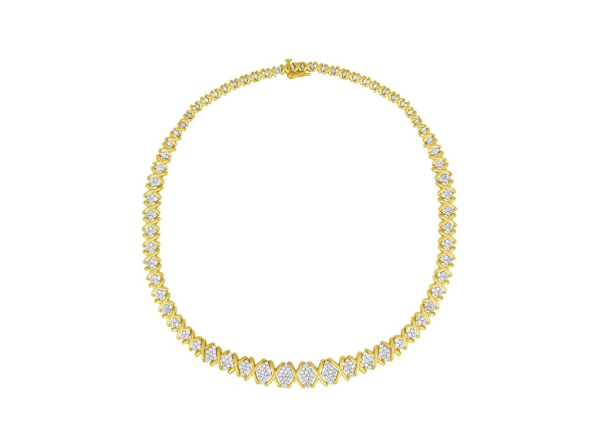 Haus of Brilliance 10K Yellow Gold 4 cttw Brilliant Round-Cut Diamond  Graduating Riviera Statement Necklace