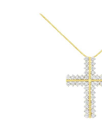 Haus of Brilliance 10K Yellow Gold 4.0 Cttw Diamond Two Row Cross 18" Pendant Necklace product