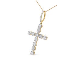 10K Yellow Gold 5/8 Cttw Miracle Set Round Diamond Circle Link Cross Pendant Necklace for Men - H-I Color, SI1-SI2 Clarity