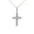 10K Yellow Gold 7/8 Cttw Round & Baguette Diamond Zigzag Pattern Cross Pendant Necklace - H-I Color, SI2-I1 Clarity - Yellow Gold