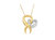 10K Yellow Gold and .925 Sterling Silver 1/10 cttw Diamond Heart Pendant Necklace
