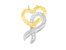 10K Yellow Gold And .925 Sterling Silver 1/20 Cttw Diamond Ribbon-Heart Pendant Necklace - Two-Toned Gold Plated Silver