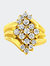 10K Yellow Gold Flashed .925 Sterling Silver 1-1/8 Cttw Round & Baguette Diamond 'Flower & Fern' Cluster Cocktail Fashion Ring - Yellow