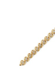 10K Yellow Gold Over .925 Sterling Silver 1.0 Cttw Round Miracle-Set Diamond 7" Tennis Bracelet