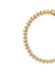 10K Yellow Gold Over .925 Sterling Silver 1.0 Cttw Round Miracle-Set Diamond 7" Tennis Bracelet - Yellow Gold