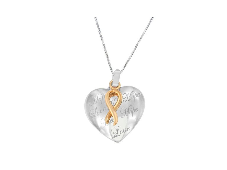 10K Yellow Gold Over Silver Heart Pendant Necklace - Two-Toned