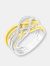 10K Yellow Gold Plated .925 Sterling Silver 1/10 Cttw Diamond Multi Row Crossover Ring Band (I-J Color, I1-I2 Clarity)