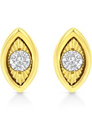10K Yellow Gold Plated .925 Sterling Silver 1/10 Cttw Miracle Set Diamond Pear Shape Stud Earrings - Marquise Stud Earrings