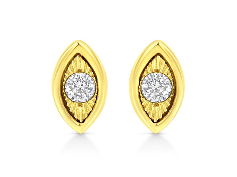 10K Yellow Gold Plated .925 Sterling Silver 1/10 Cttw Miracle Set Diamond Pear Shape Stud Earrings - Marquise Stud Earrings