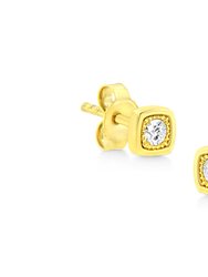 10K Yellow Gold Plated .925 Sterling Silver 1/10 Cttw Miracle Set Diamond Pear Shape Stud Earrings