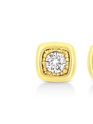 10K Yellow Gold Plated .925 Sterling Silver 1/10 Cttw Miracle Set Diamond Pear Shape Stud Earrings - Cushion Stud Earrings