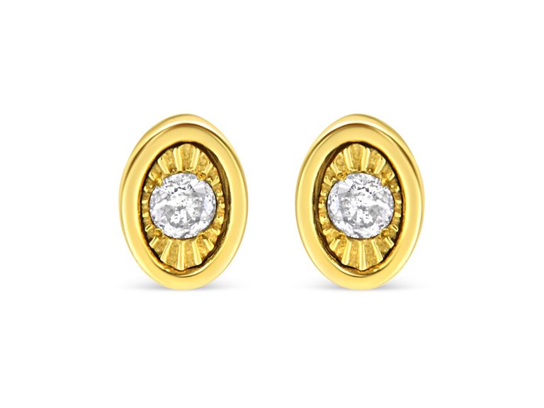 10K Yellow Gold Plated .925 Sterling Silver 1/10 Cttw Miracle Set Diamond Pear Shape Stud Earrings - Oval Stud Earring