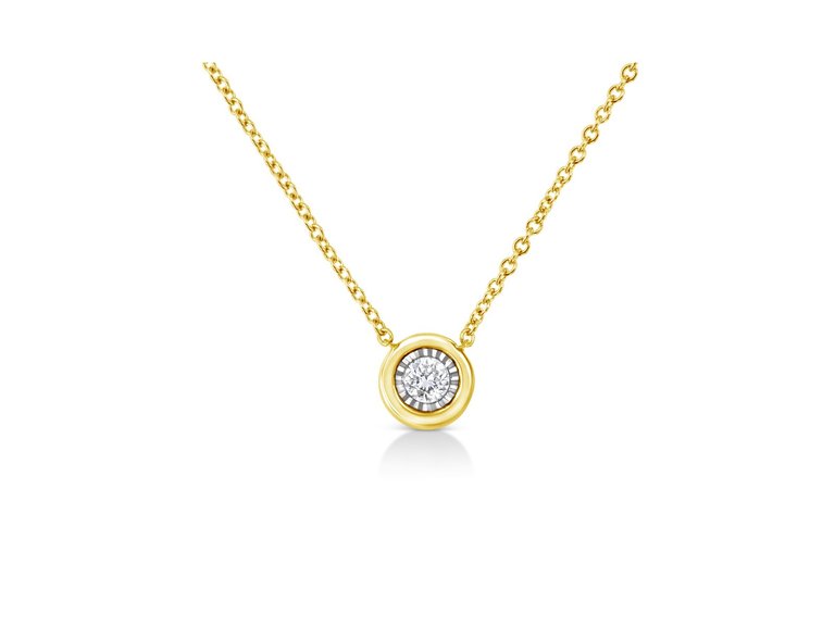 10K Yellow Gold Plated .925 Sterling Silver 1/10 Cttw Miracle Set Round Diamond Circle Shape 18" Pendant Necklace - Metal: Yellow & White,  Diamond: K-L