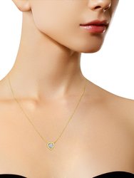 10K Yellow Gold Plated .925 Sterling Silver 1/10 Cttw Miracle Set Round Diamond Heart Shape 18" Pendant Necklace