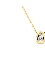 10K Yellow Gold Plated .925 Sterling Silver 1/10 Cttw Miracle Set Round Diamond Square Box Shape 18" Pendant Necklace - Metal: Yellow & White,  Diamond: K-L