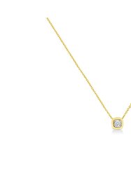 10K Yellow Gold Plated .925 Sterling Silver 1/10 Cttw Miracle Set Round Diamond Square Box Shape 18" Pendant Necklace