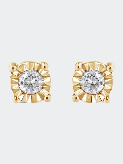 Haus of Brilliance 10K Yellow Gold Plated .925 Sterling Silver 1/10 Cttw Round Brilliant-Cut Diamond Miracle-Set Stud Earrings product