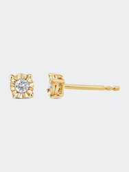 10K Yellow Gold Plated .925 Sterling Silver 1/10 Cttw Round Brilliant-Cut Diamond Miracle-Set Stud Earrings