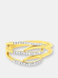 10K Yellow Gold Plated .925 Sterling Silver 1/10 Cttw Round-Cut Diamond Fashion Ring (I-J Color, I1-I2 Clarity)