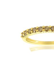 10K Yellow Gold Plated .925 Sterling Silver 1/4 Cttw Champagne Diamond Band Ring (K-L Color, I1-I2 Clarity) - Yellow