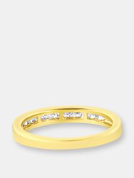 10K Yellow Gold Plated .925 Sterling Silver 1/4 Cttw Channel Set Round Diamond 11 Stone Wedding Band Ring (K-L Color, I1-I2 Clarity)