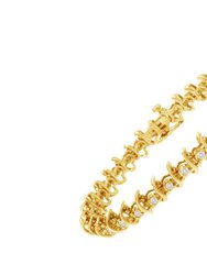 10K Yellow Gold Plated .925 Sterling Silver 1 cttw Prong-Set Diamond Link Bracelet