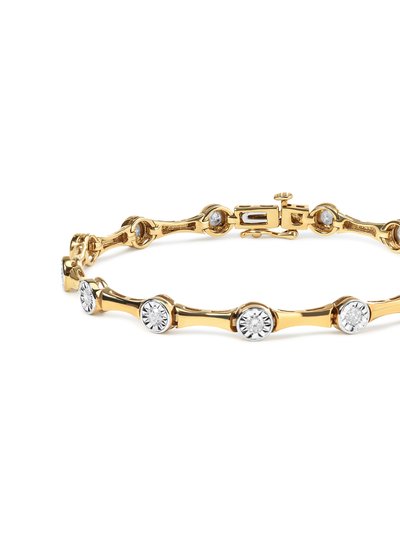 Haus of Brilliance 10K Yellow Gold Plated .925 Sterling Silver 1.0 Cttw Miracle Set Diamond Bezel Style Station Link Bracelet (H-I Color, I3 Clarity) product