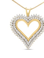 10K Yellow Gold Plated .925 Sterling Silver 2.00 Cttw Diamond Heart 18" Pendant Necklace - I-J Color, I2-I3 Clarity - Yellow Gold