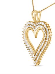 10K Yellow Gold Plated .925 Sterling Silver 2.00 Cttw Diamond Heart 18" Pendant Necklace - I-J Color, I2-I3 Clarity