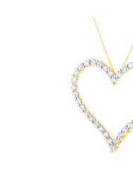 10k Yellow Gold Plated .925 Sterling Silver 3.0 cttw Round-Cut Diamond Open Heart Pendant Necklace