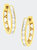 10K Yellow Gold Plated .925 Sterling Silver Channel Set Round-Cut Diamond Accent Classic Hoop Earrings - Yellow